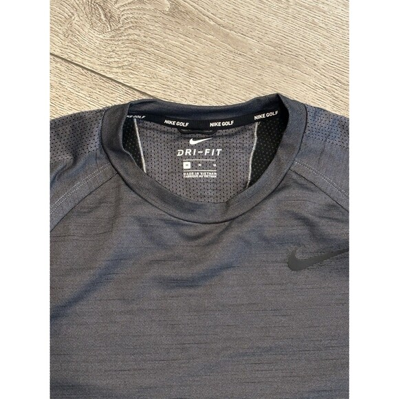 Nike Golf Dri Fit Grey Long Sleeve Crew Neck Pullover Swoosh Mens Medium - Picture 3 of 8